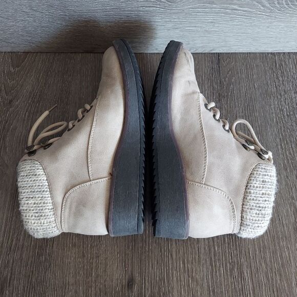 Blowfish MALIBU Boots Women's Comet Beige/Knit Tops Wedge Size 7 Lace-Up - Picture 7 of 11